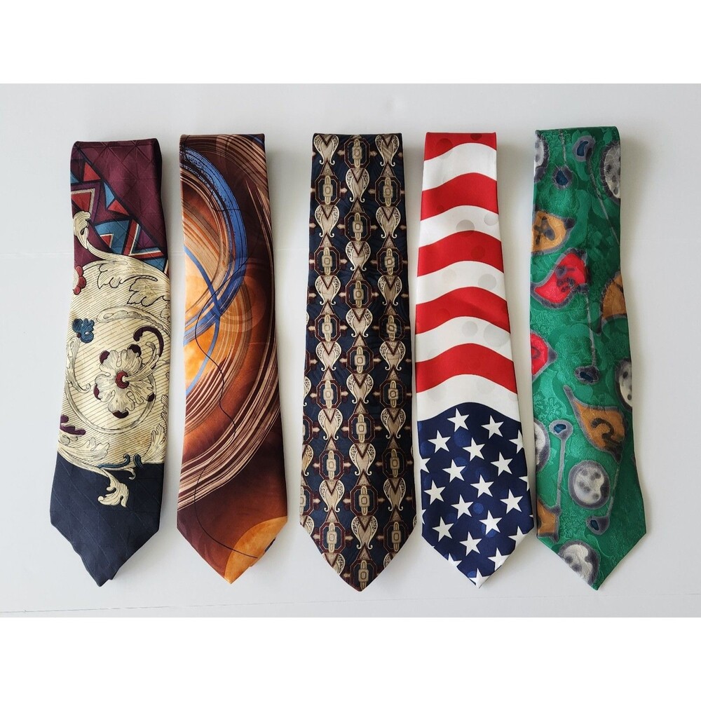 Vintage Mens Silk Tie Lot 5 J Garcia Valentino Couture Robert Daskal Adolfo